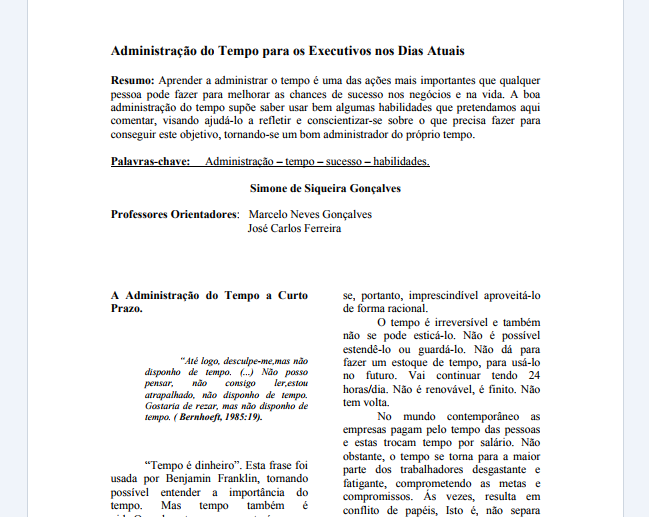 Administração do Tempo para os Executivos nos Dias Atuais