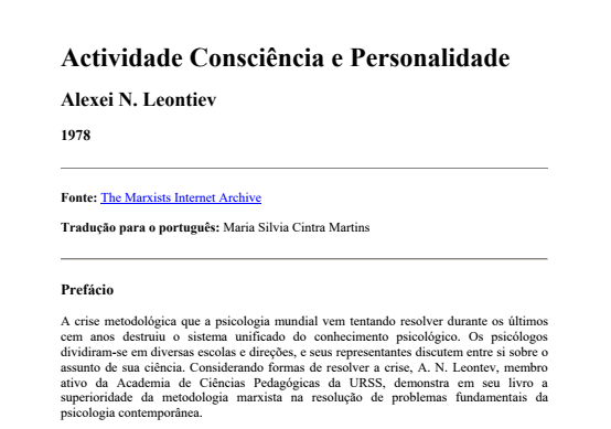 Actividade Consciência e Pesonalidade